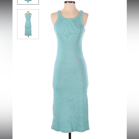 EVEREVE AMO Long Rib Tank Dress Aqua Women’s Size Medium - Picture 1 of 8